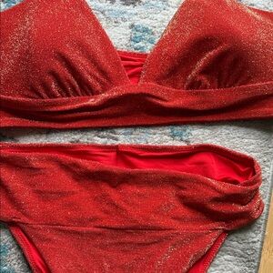 Aerie Vibrant sparkly orange High Cut Cheeky Bikini